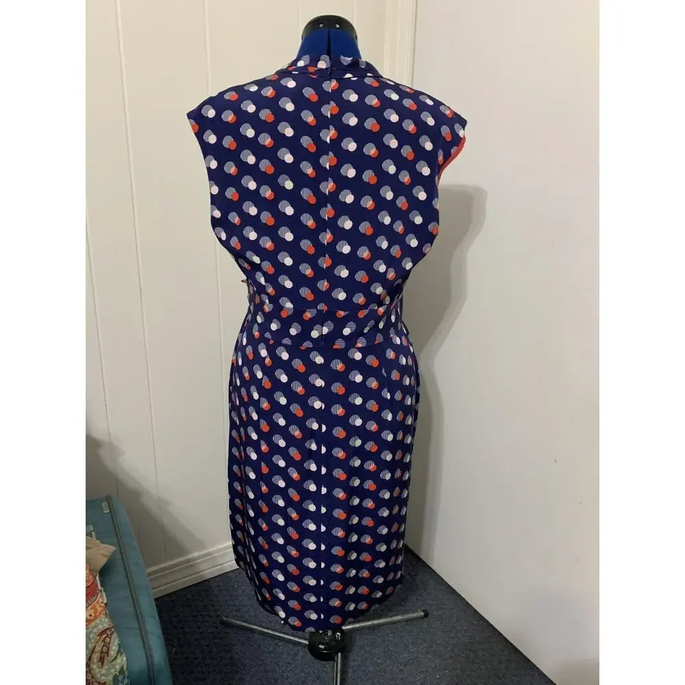 Kate Spade Villa Red White & Blue Polka Dot Dress Silk Size 12 Retro Career Work - Picture 3 of 7